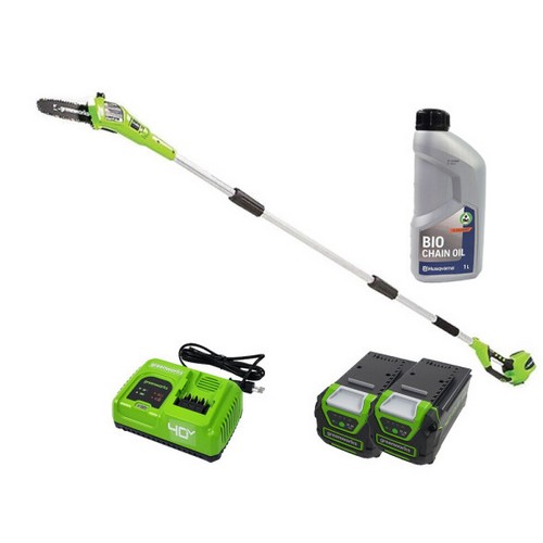 그린웍스 G-MAX 40V 고지톱 + 체인오일 (5.0Ah, 배터리 2개)