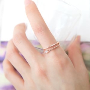 쿠디 14KGP 그리프 로즈골드 레이어드 두줄 체인 패션 반지 W7F6B9A W7F6B9A