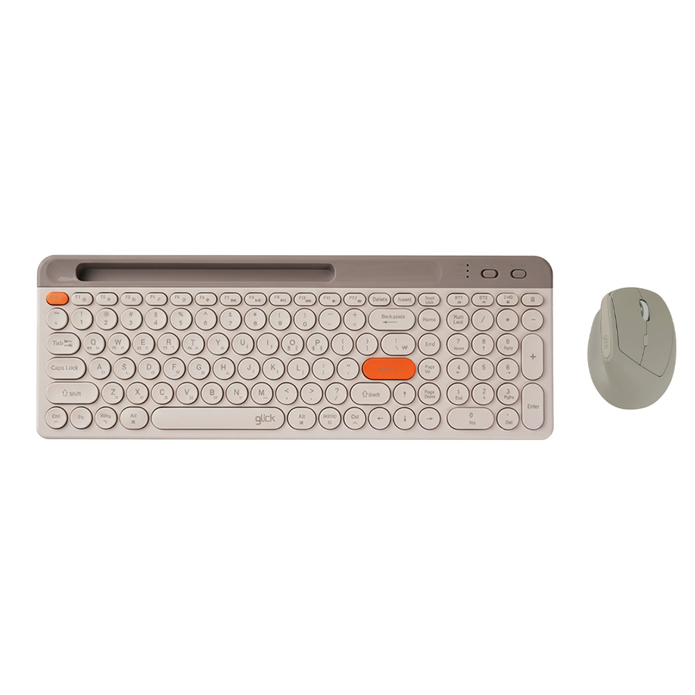 지클릭커 오피스프로 WMK960B 무선 키보드 마우스 세트 (베이지)_이미지