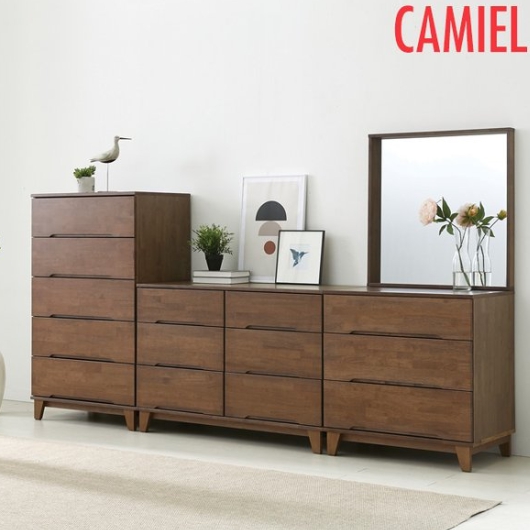 까미엘 델라 월넛 고무나무 서랍장+화장대 세트 2800_이미지