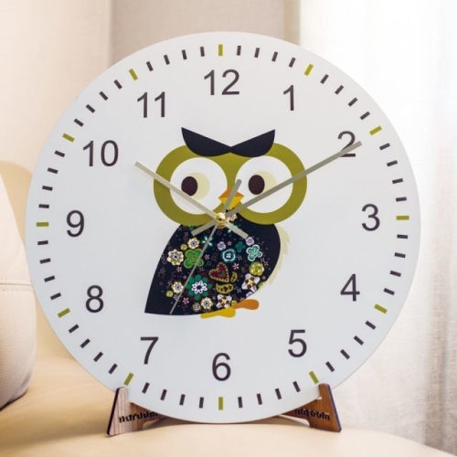 브론즈하우스 나룸 올리브그린 부엉이 무소음 벽시계 WMC-172
