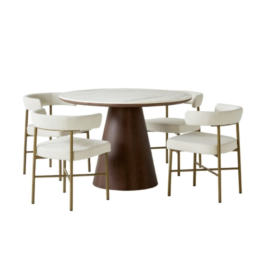 까사미아 보테 브라운 세라믹 원형 식탁 1100 (올비아의자4개)_이미지