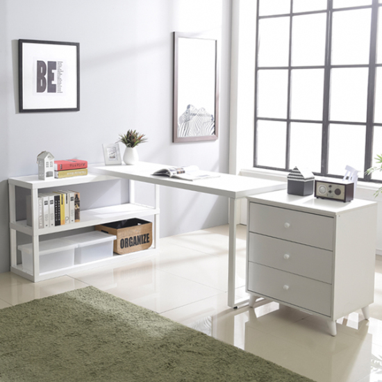 보라가구 와이드 스틸 책상 1600 책장 2단 서랍세트 (160x55cm)