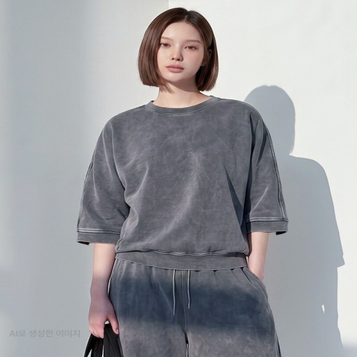 라이프워크 여성 빈티지 릴렉스 반팔 맨투맨LW261MT703