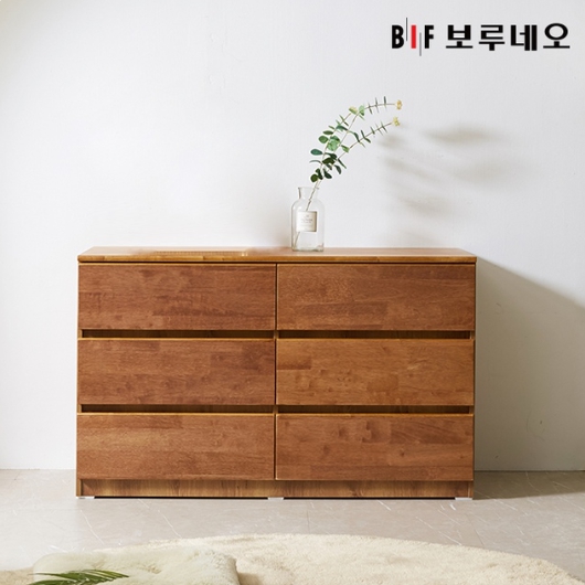 BIF보루네오 앳홈 테드 속깊은 브라우니 원목 와이드 광폭 서랍장 1200_이미지