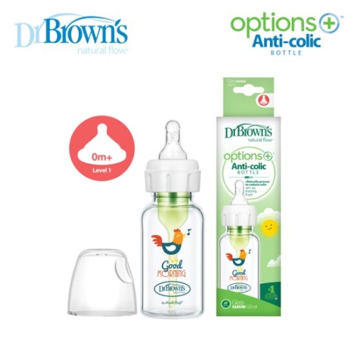 닥터브라운 내로우넥 옵션스 플러스 데코 유리젖병 120ml (1개)_이미지