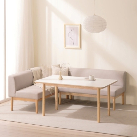 보니애가구 밀리아 낮은 세라믹 식탁 1400 (벤치1개+코너벤치1개)