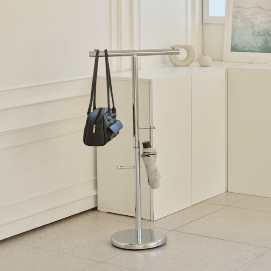 동서가구 롤리 스탠드 이동식 가방걸이 옷걸이 크롬 행거