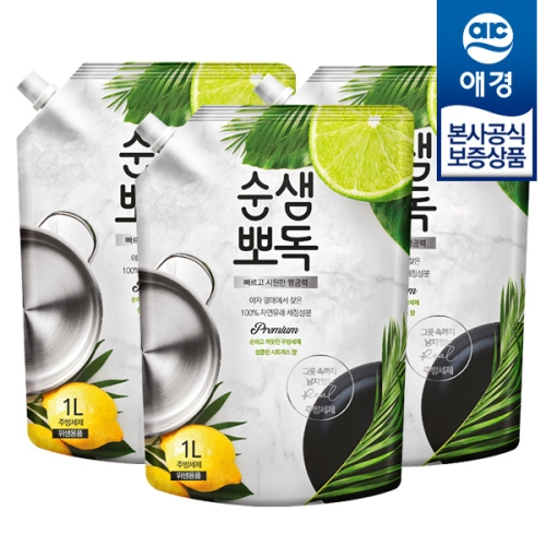 순샘 뽀독 주방세제 리필 1000ml x3개