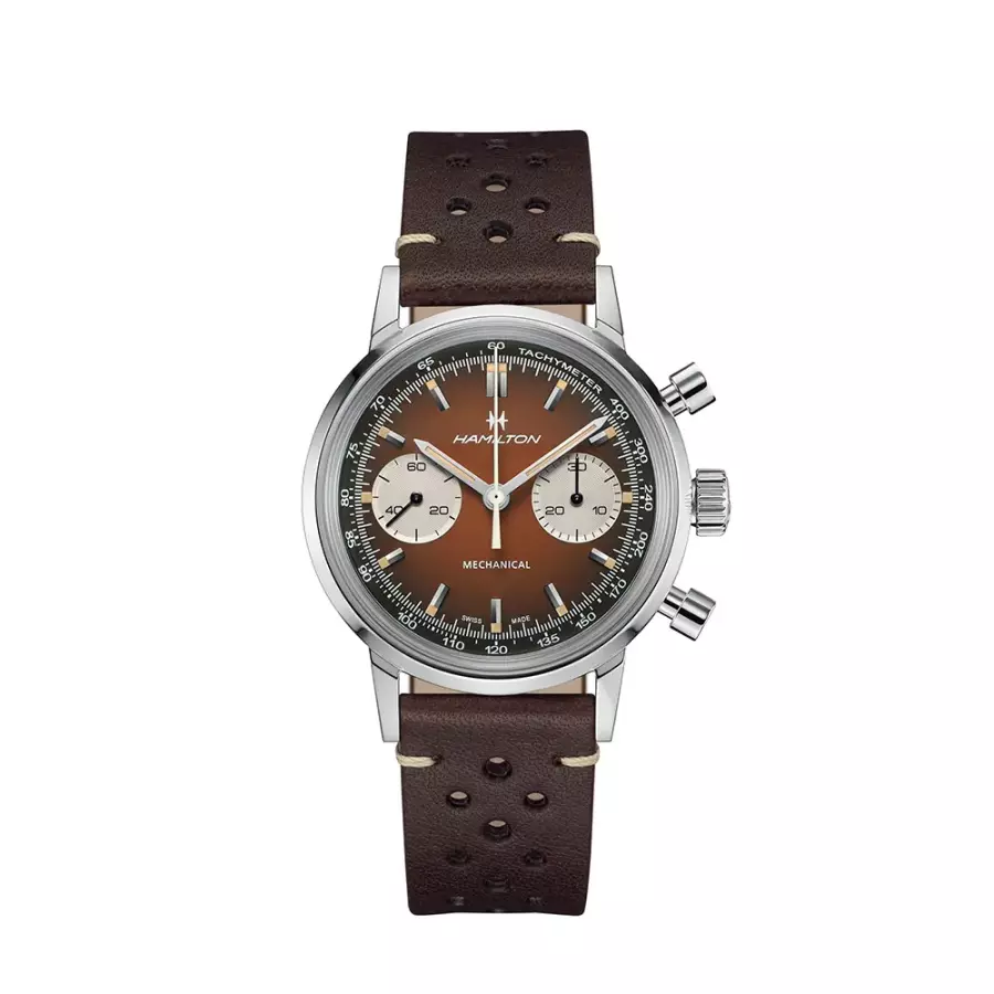 해밀턴 남성 아메리칸 클래식 인트라매틱 크로노 H 웜 브라운 40mm H38429591