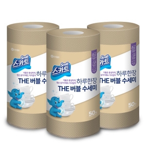 유한킴벌리 스카트 THE 버블 수세미 베이직 50매 3롤_이미지