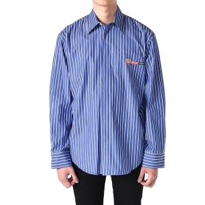 MSGM 뉴스 스트라이프 셔츠 블루 3340ME12AX 227502 88_이미지