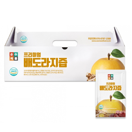 순수식품 프리미엄 배도라지즙 80ml 25포 (1개)