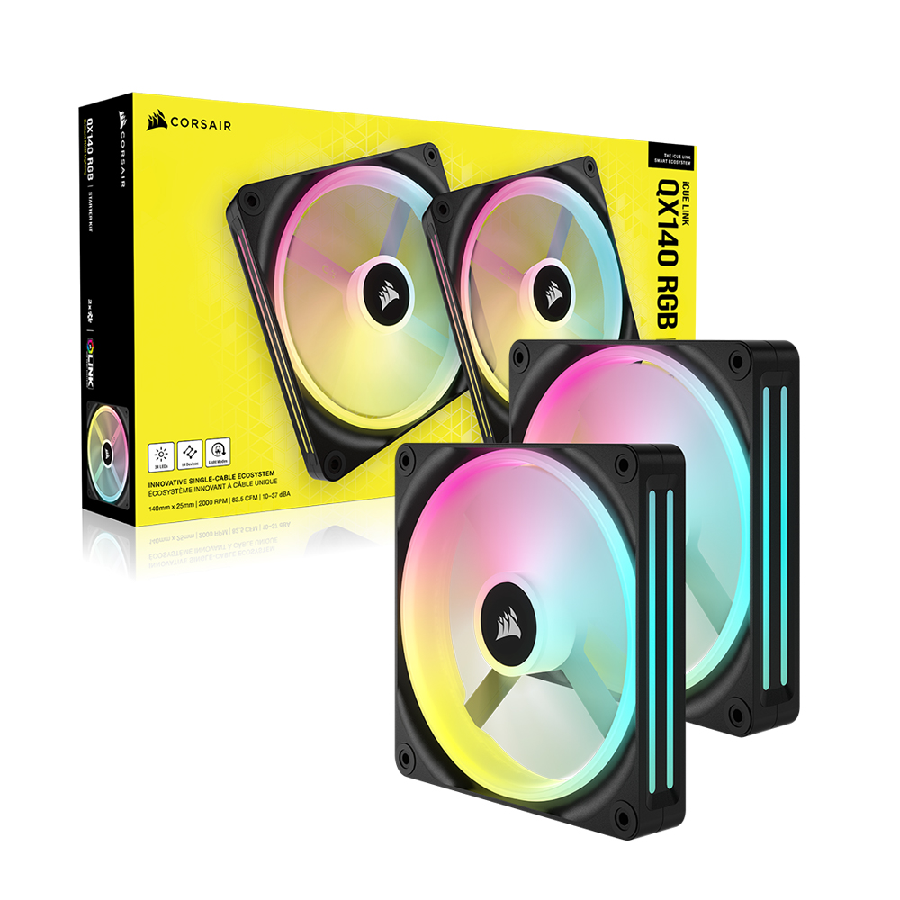 CORSAIR iCUE LINK QX140 RGB STARTER KIT (컨트롤러/2팩, 블랙)_이미지