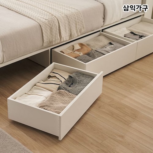 삼익가구 르메인 패브릭 3단 수납 LED침대 Q (매트별도)_이미지