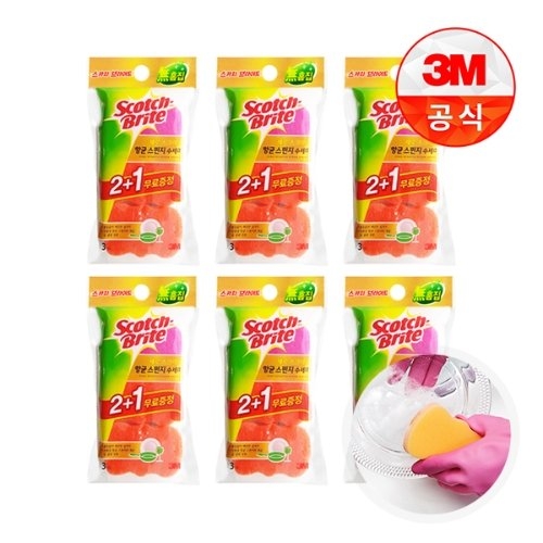 제로스크래치 슬림 스폰지 수세미 흠집방지용 2개 3팩(6개)
