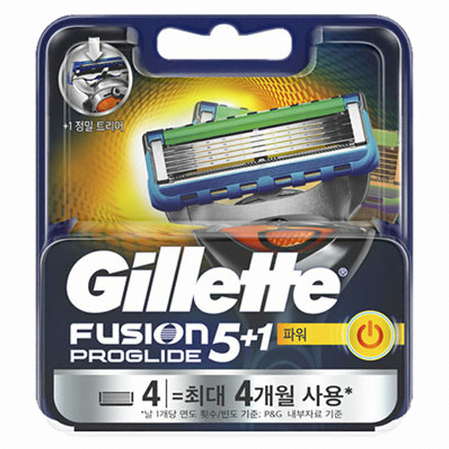 질레트 퓨전 프로글라이드 파워 면도날 (4개)_이미지