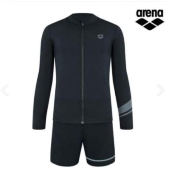 아레나 에센스 레귤러핏 집업 래쉬가드 세트 A5BM1PC05BLK