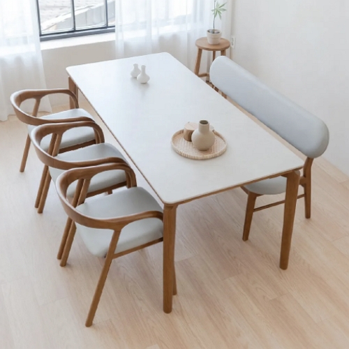 헤닝 브리즈 세라믹 원목 식탁 1800 (의자3개+벤치1개)_이미지
