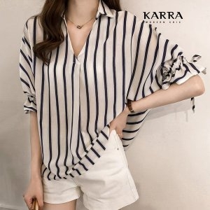 KARRA 버티컬라인오픈넥블라우스_A4S1223