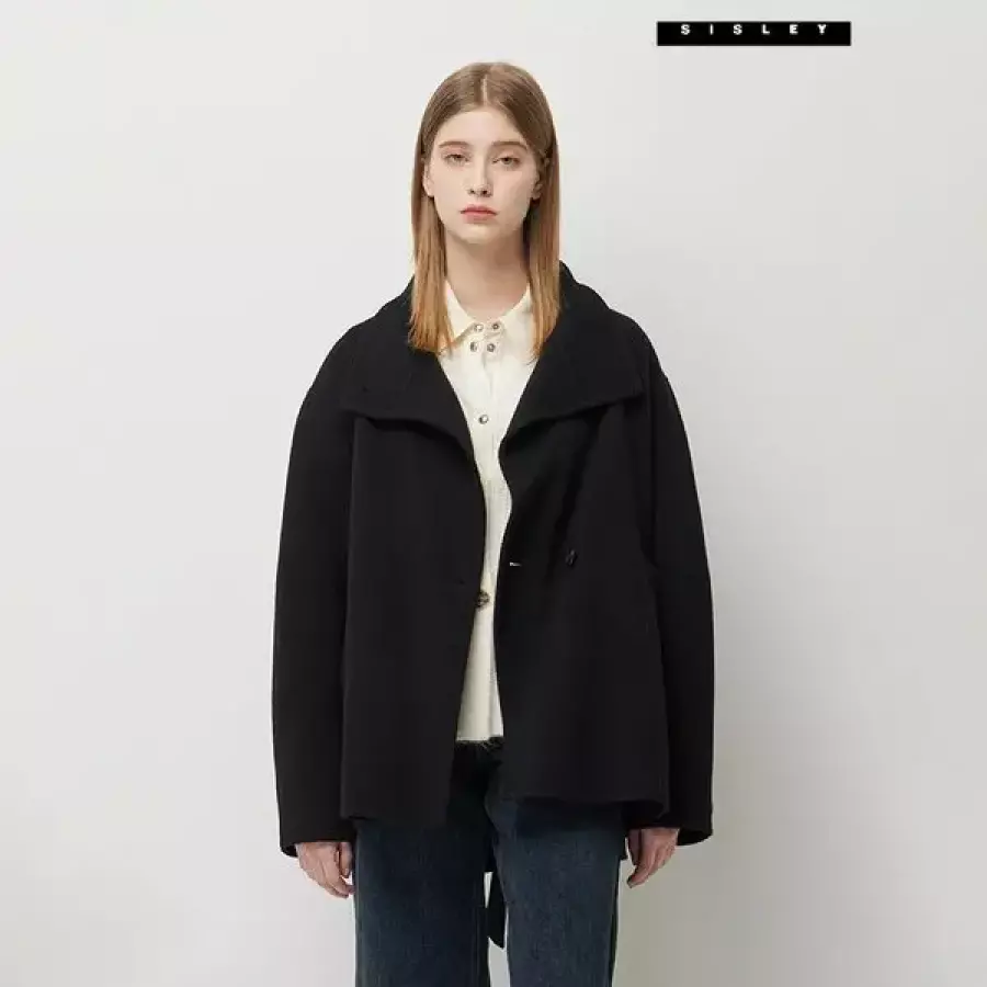 SISLEY 샬롯 하이넥 호시 스티치 미디 코트 SACTC1661