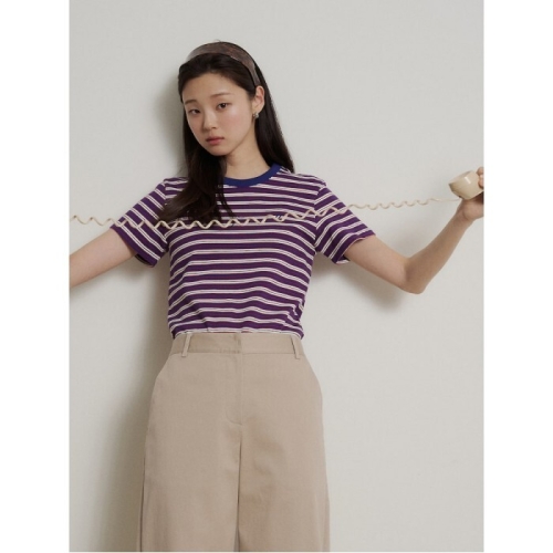 빈폴레이디스 B. my 스트라이프 베이직 반소매 티셔츠 블루 BF6242N22P_이미지