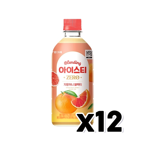  빙그레 유어스 아이스티제로 자몽허니블랙티 500ml [12개]