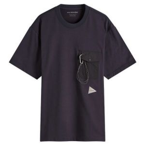 앤드 원더 AND WANDER Pocket T Navy 5745184094-120 포켓 반팔 티셔츠