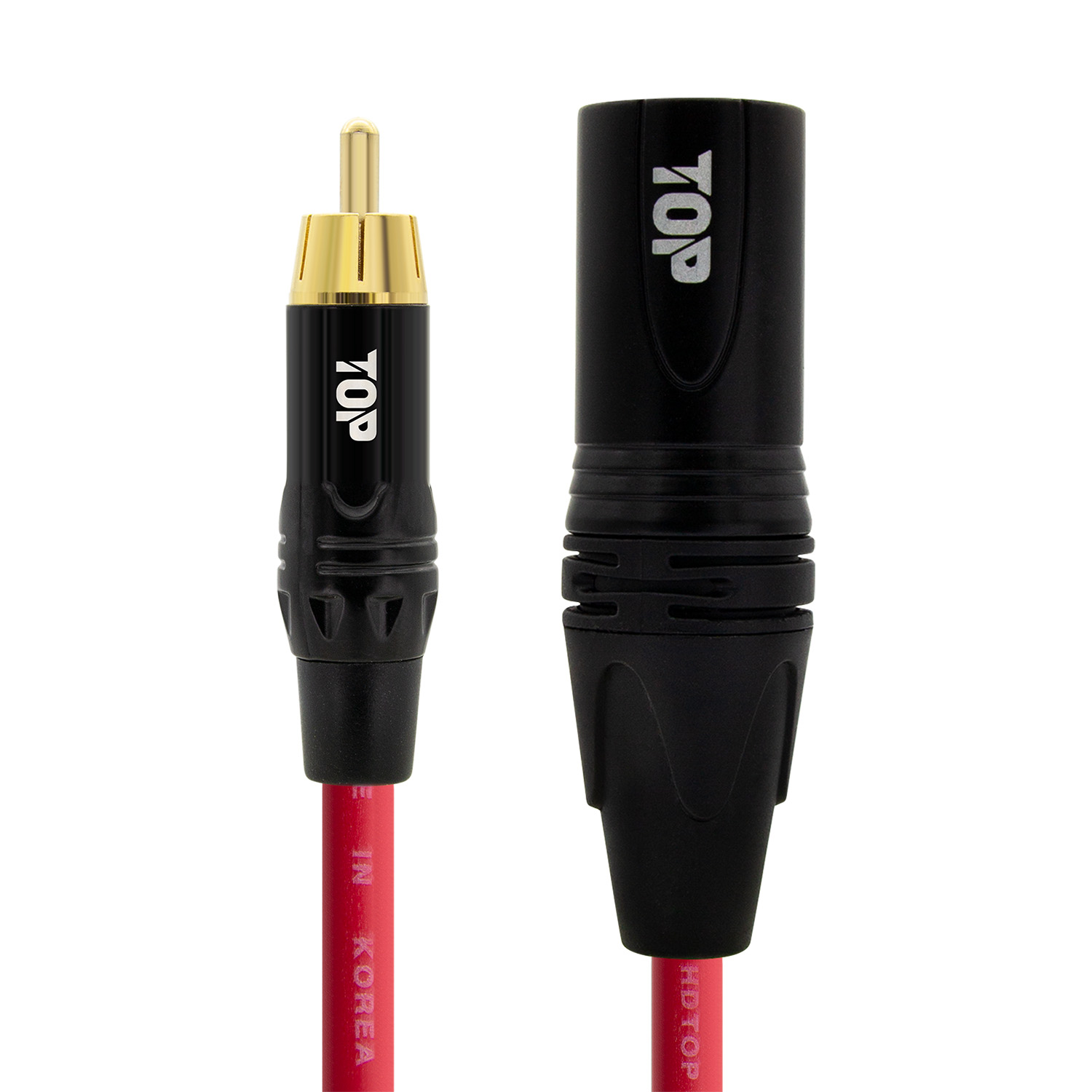 탑라인에이치디 HDTOP RCA 수 to XLR 수 케이블 블랙레드 (0.5m, HT-TP5963)_이미지