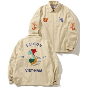 에스티오 HOU N 휴스턴 VIETNAM JACKET 자수 코튼 트윌 베트남 자켓 TIGER MAP 화이트계 711259