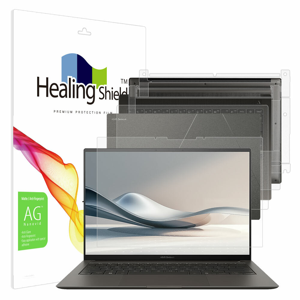 폰트리 힐링쉴드 ASUS 젠북 S 14 UX5406SA 저반사 지문방지 (액정보호필름 + 외부보호필름 3종 세트)_이미지