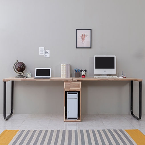 리버퍼니쳐 마쵸 아카시아원목 2인용 본체수납장 책상  (2800x600)_이미지