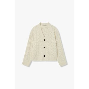 보브 부클 케이블 브이넥 니트 가디건 7154450008