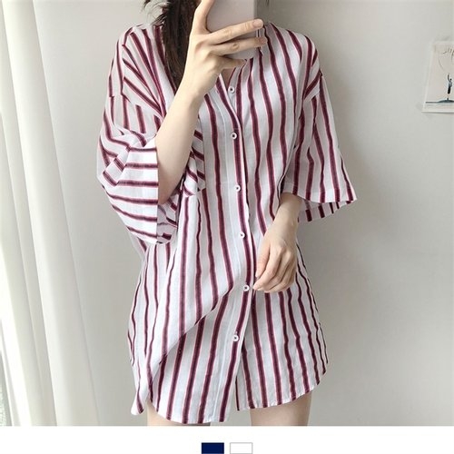 W64F562  썸머 스트라이프 여자 반팔셔츠  1006550