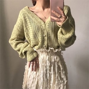 오노마 ONM4칼라진주단추나팔소 팔가디건MA8086