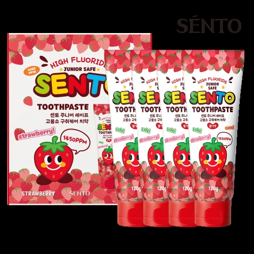 케이보은제약 센토 주니어 세이프 구취케어 치약 딸기향 120g (4개)_이미지