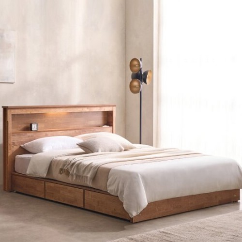 잉글랜더 라움 고무나무 원목 수납 침대 Q (9존독립)_이미지