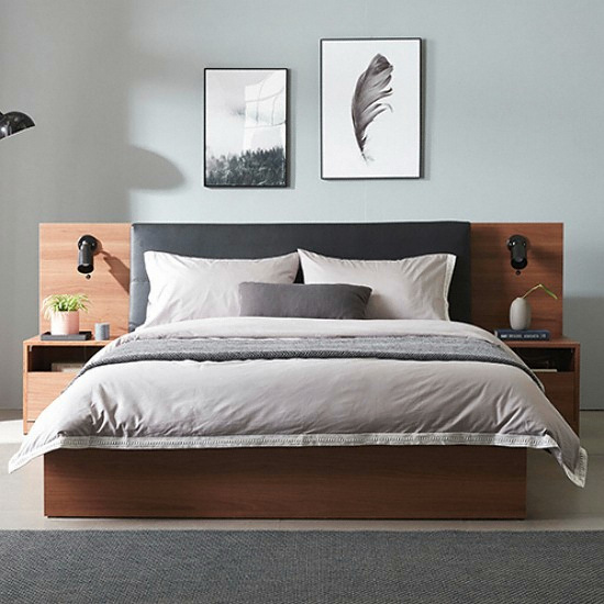 레이디가구 오캄 호텔형 수납형 침대 Q+조명1개 (독립스프링)