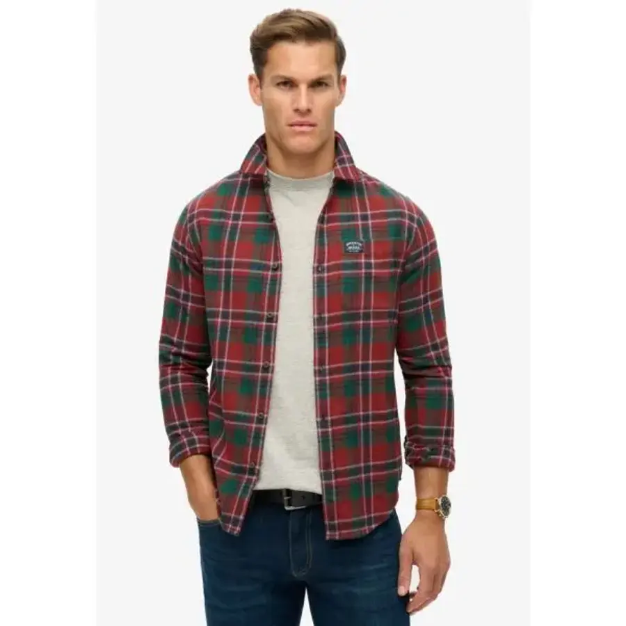 Ƽ��ũ Superdry Co LONG SLEEVE LUMBER Shir kshot check red 7518006