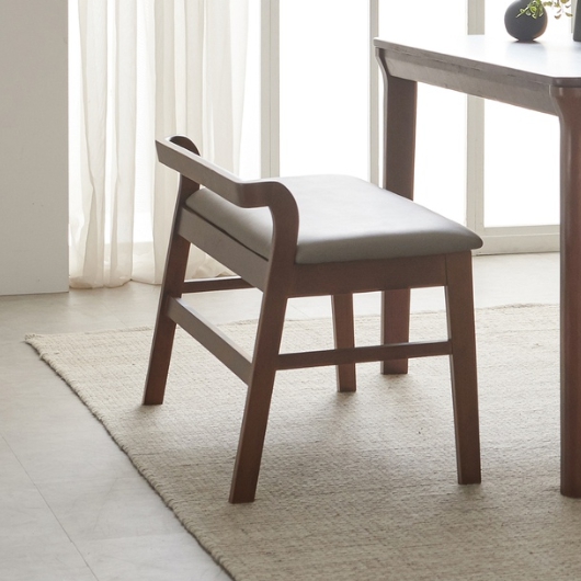 라로퍼니처 노블 고무나무 원목 식탁 1400 (의자2개+벤치1개)_이미지