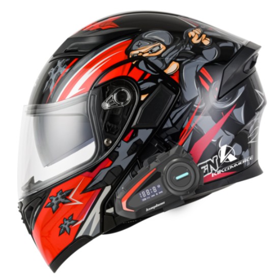 킥커머스 오픈페이스 블루투스 어쌔신닌자 오토바이 헬멧