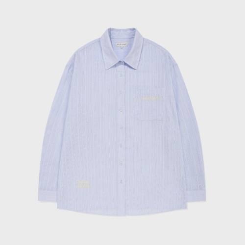 M 긴팔티 CQK WA2601SH61SB 우먼스 베이직 코튼 오버핏 셔츠 스카이 블루