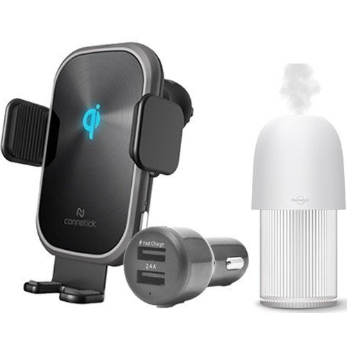 씨앤에스파워 CONNETICK 차량용 무선충전거치대 CIW-150DS + 충전기 + 미니가습기 세트_이미지