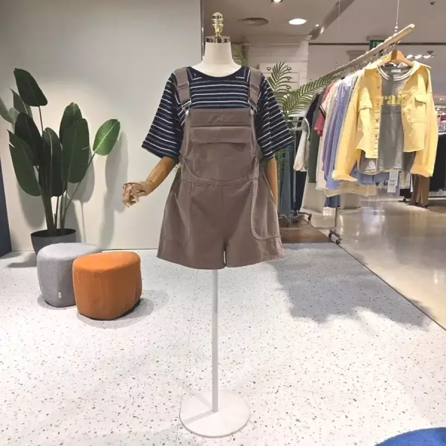 에잇컨셉 C25D7FJS001 허리주름 면 멜빵 반바지