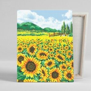 아이러브페인팅 DIY캔버스형 보석십자수 40x50cm 해바라기와 목장_이미지