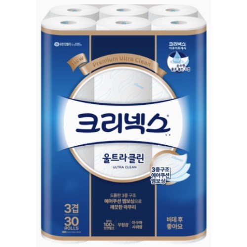 크리넥스 울트라 클린 30m (30롤)이미지입니다. 누르면 해당 게시물로 새창이동합니다.