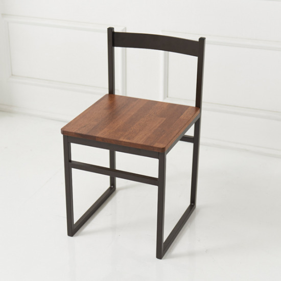 해피 스틸 등받이 멀바우원목 의자