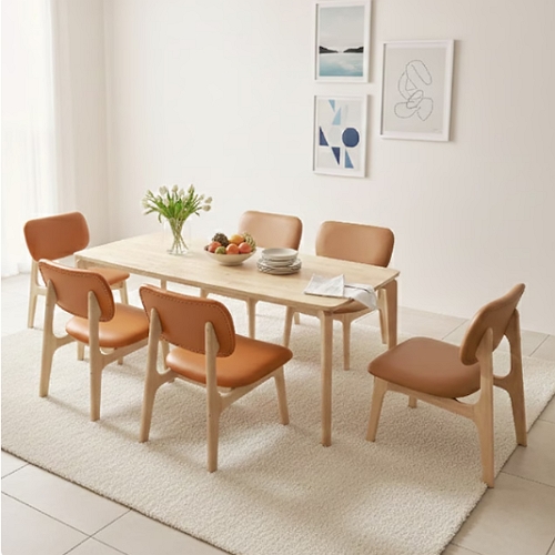 트리플 엠유 원목 낮은 식탁 1850 (의자6개)_이미지