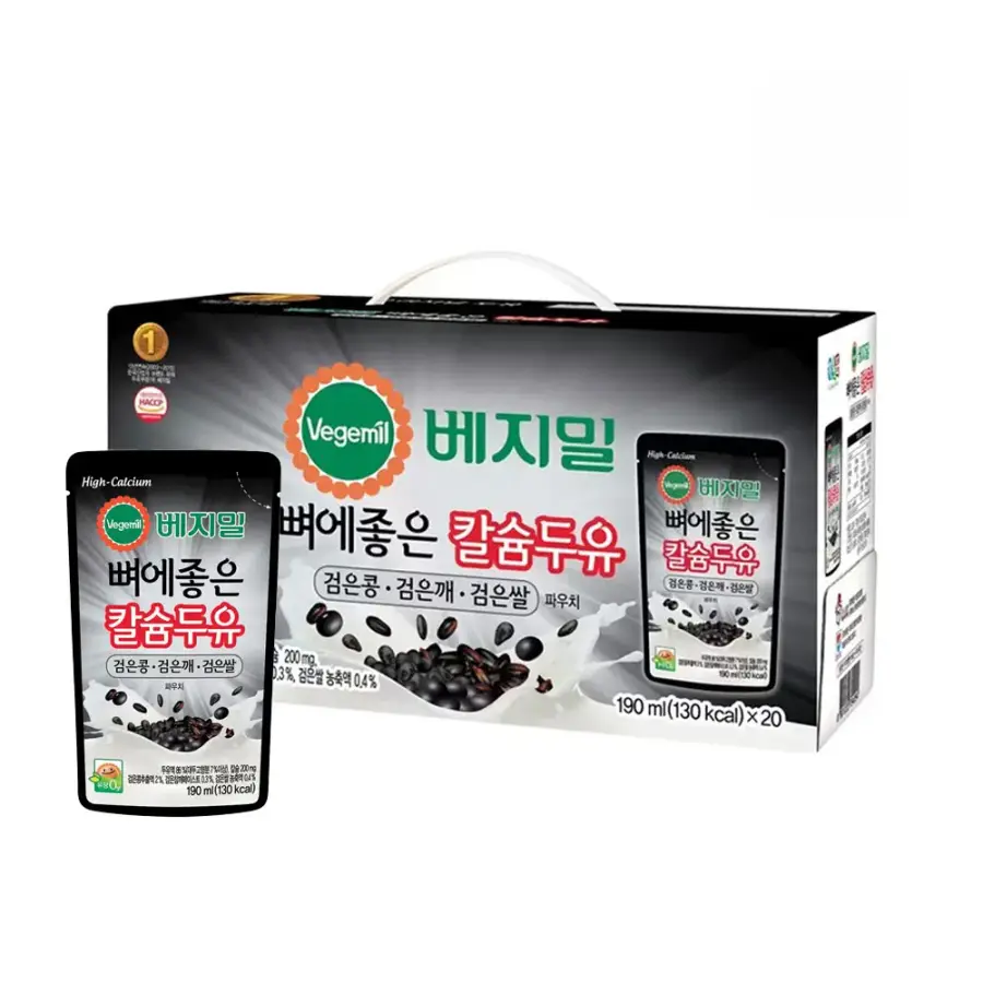정식품 베지밀 뼈에 좋은 칼슘두유 검은콩 검은깨 검은쌀 파우치 190ml (20개)_이미지