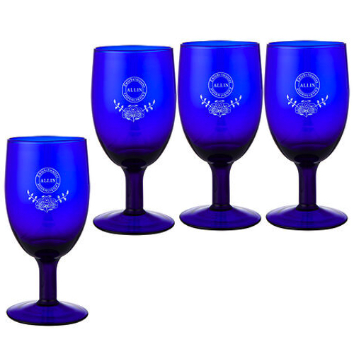 Allin 쯔비벨 북유럽풍 코발트블루 글라스 와인물잔 졸리 (4개)